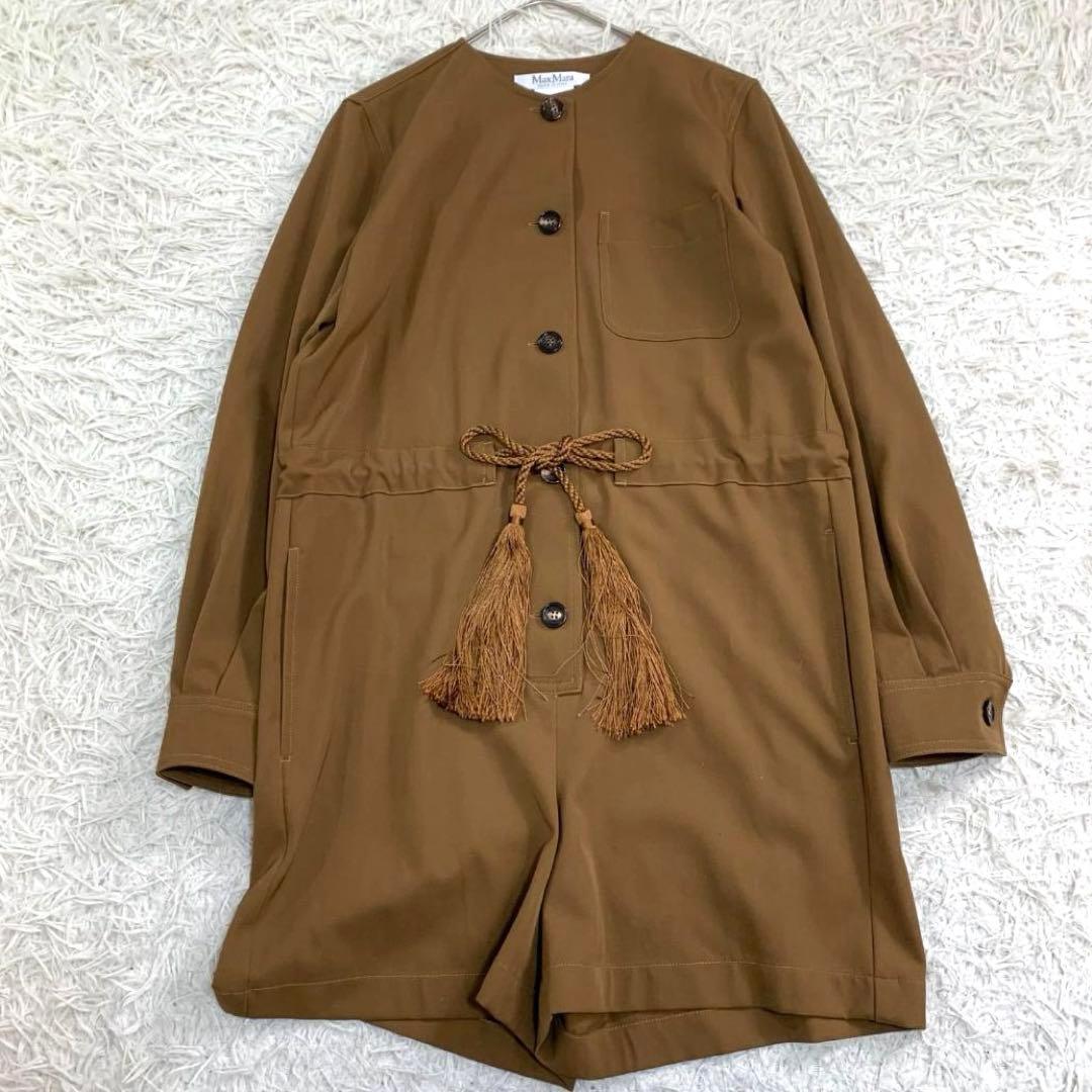 17529✨24年 マックスマーラ ジャンプスーツ ウール 36 S ブラウン