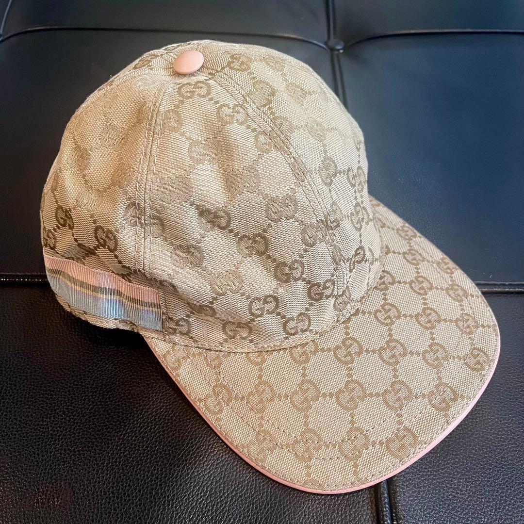 GUCCI GG柄ベースボールキャップ 200043 ベージュ ピンク