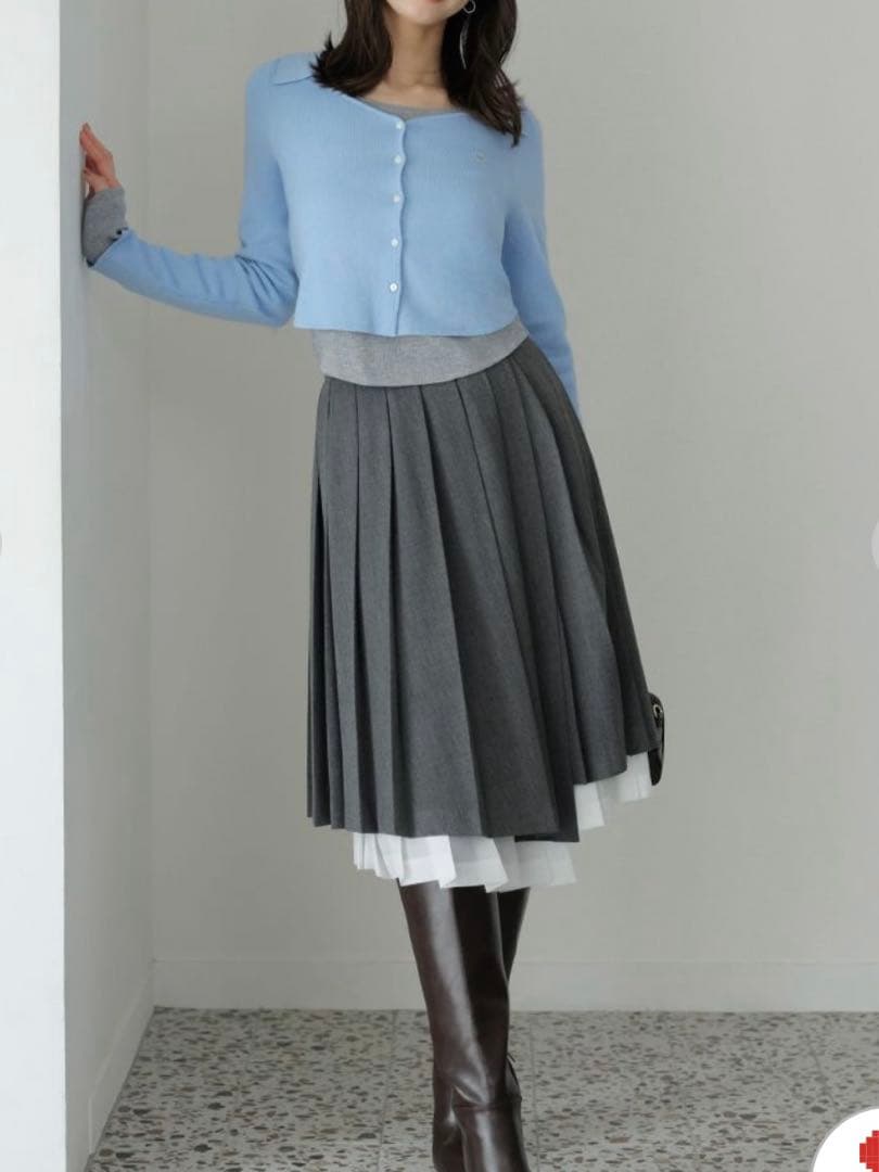snidel プリーツレイヤードミディスカート グレー 0サイズ GRY