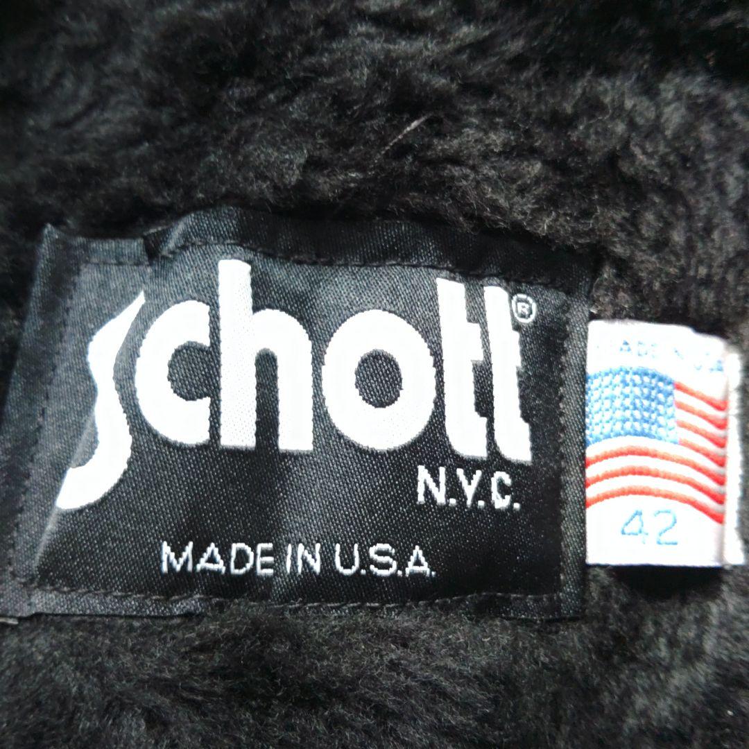 schott ブラックレザーシングルライダースジャケット 42