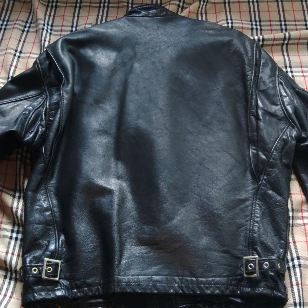schott ブラックレザーシングルライダースジャケット 42