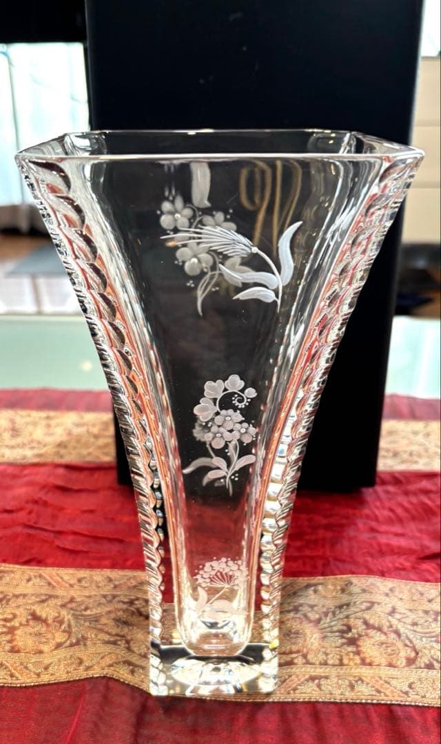 新品　希少　マイセン クリスタルガラス フラワーベース 花瓶 箱付 25cm