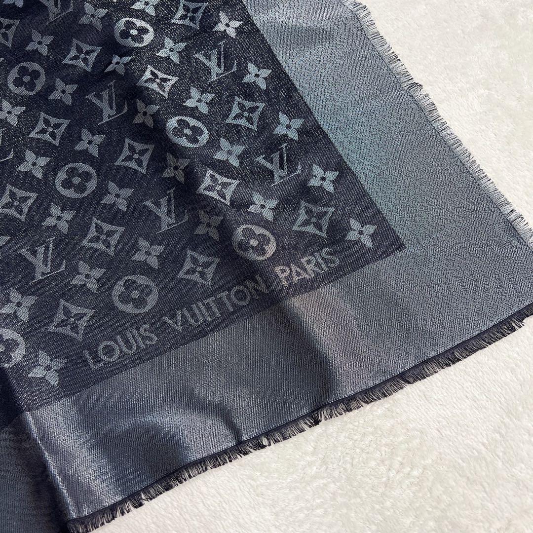 美品　ルイヴィトン モノグラム ショール ストール シルク　メタル　大判
