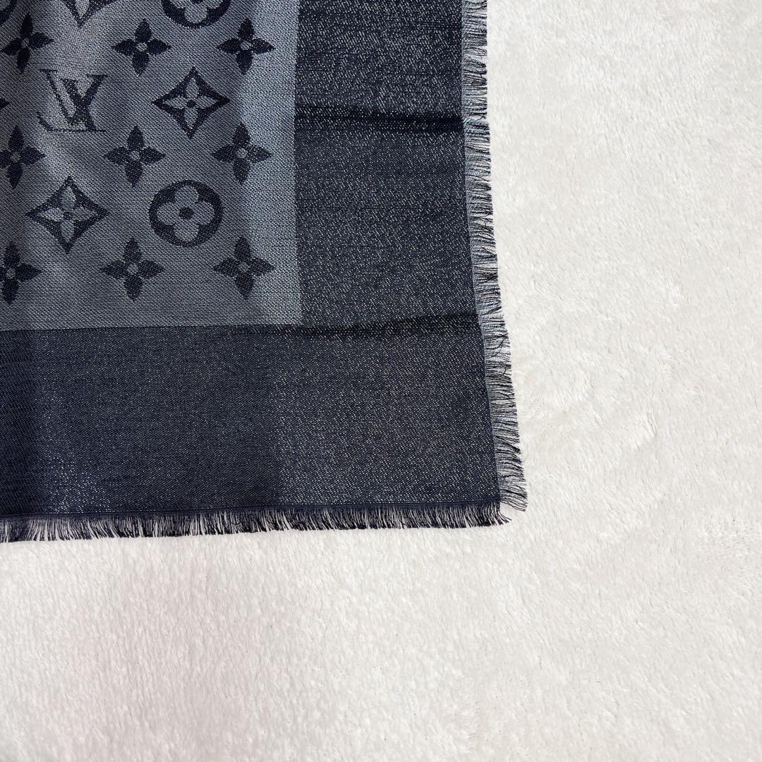 美品　ルイヴィトン モノグラム ショール ストール シルク　メタル　大判