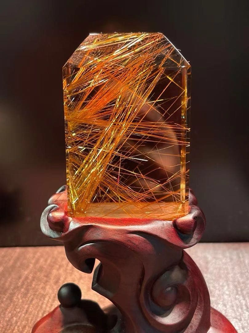 ⭐︎天然銅色ゴールドルチルクオーツ 置物 258.9g