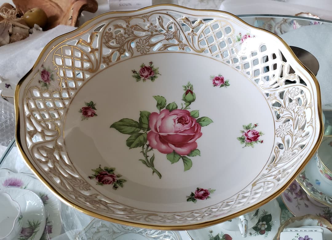 シューマン ババリア ピアス ピンク ローズ 金彩 盛り皿