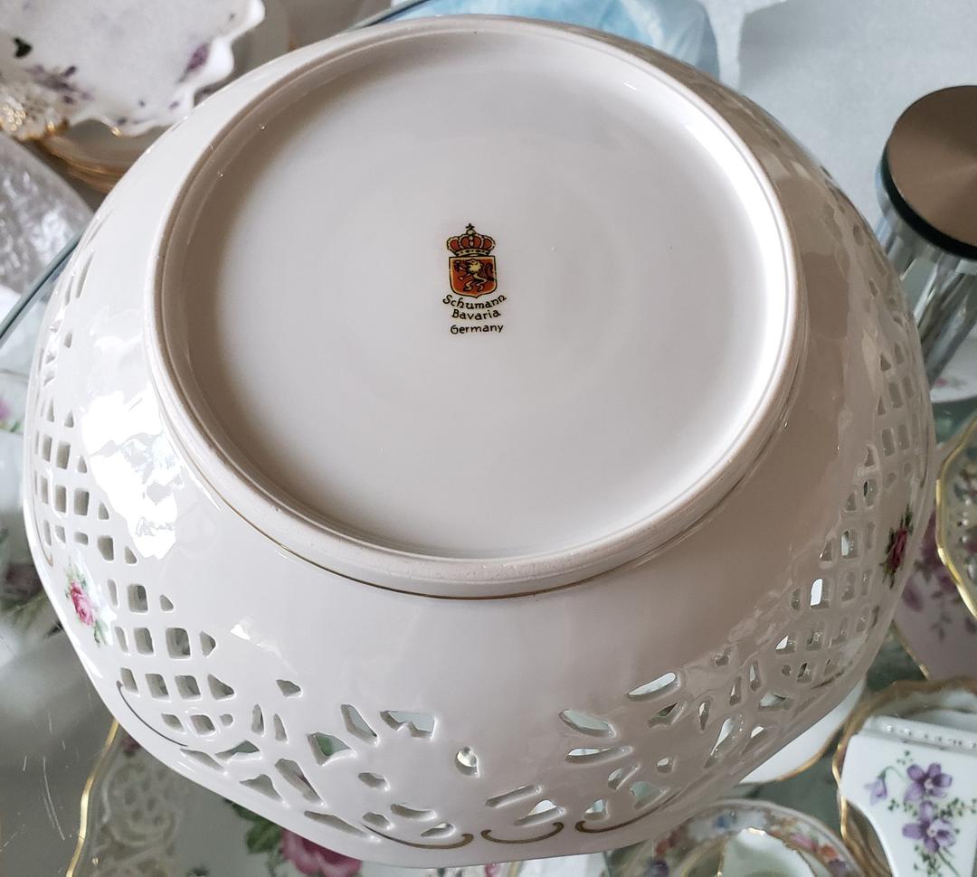 シューマン ババリア ピアス ピンク ローズ 金彩 盛り皿