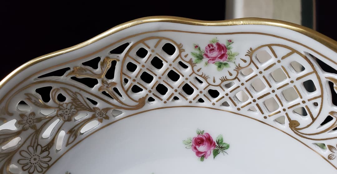 シューマン ババリア ピアス ピンク ローズ 金彩 盛り皿