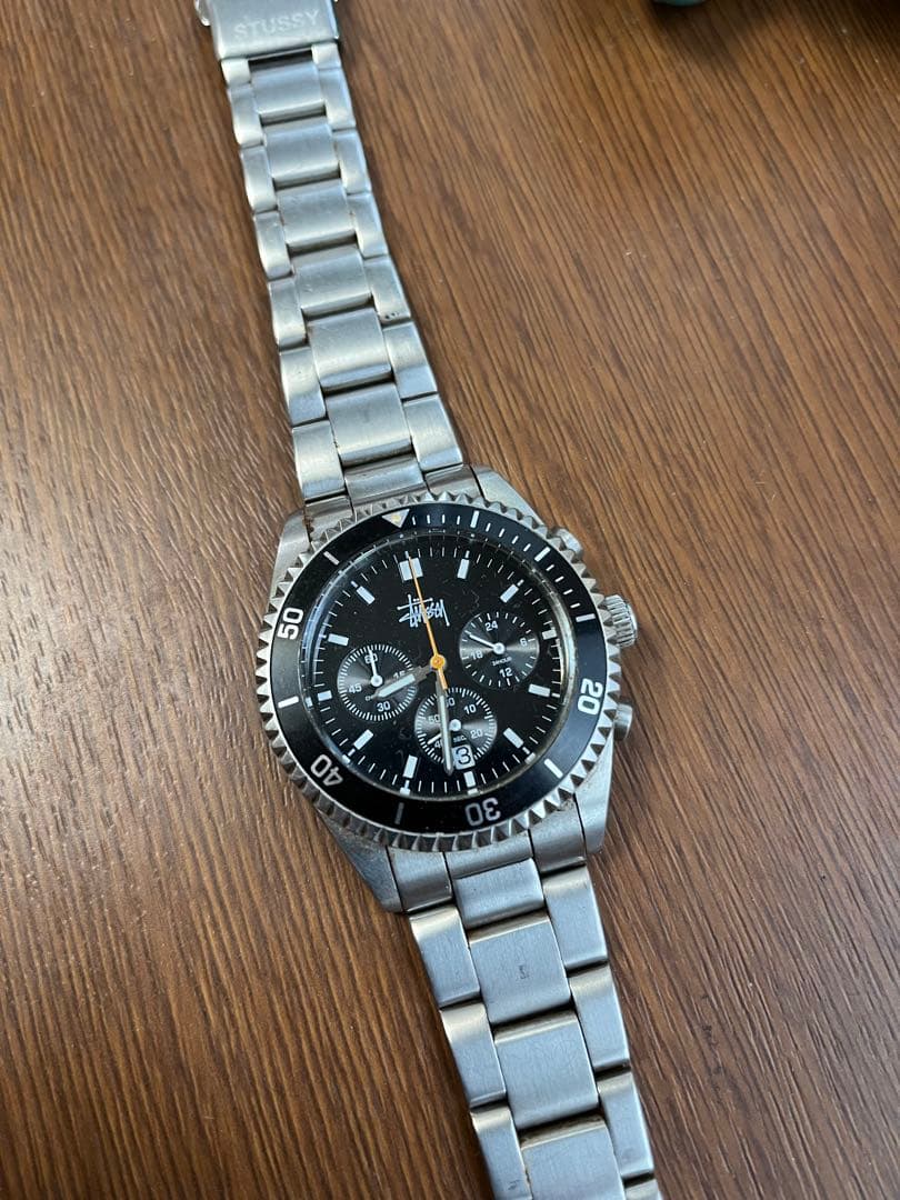 オールド　ステューシー　クロノグラフ ステンレススチール 時計　ジャンク品