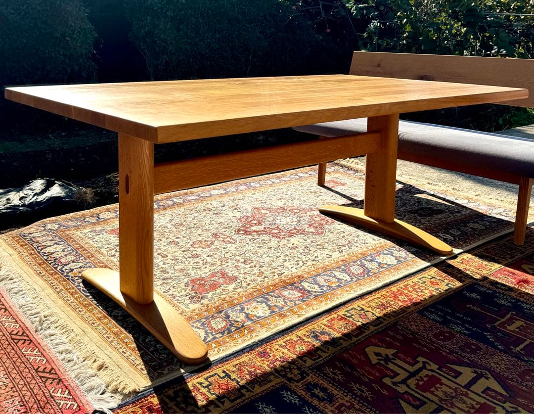 美品 飛騨産業 森のことば LDテーブル 160 オーク無垢 日本製 26.9万