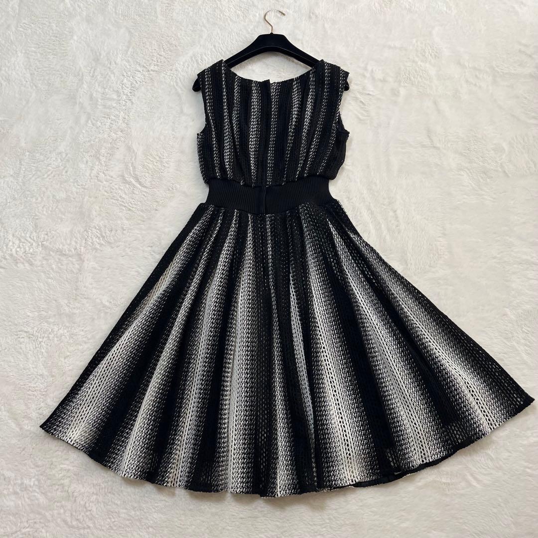 エポカ ドレス ワンピース 総かぎ編み ミモレ丈 クロシェレース 白黒 40