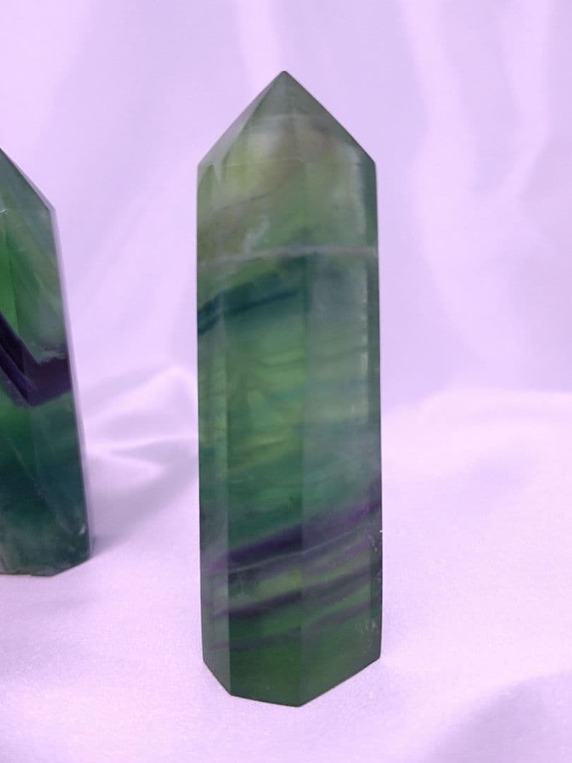 グリーン フローライト　ポイント　3本 セット　フェザー　蛍石　蛍光
