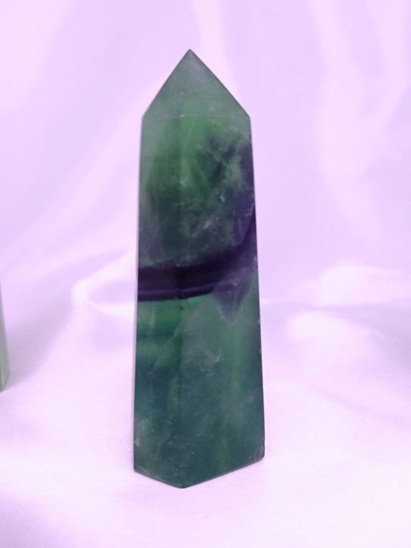 グリーン フローライト　ポイント　3本 セット　フェザー　蛍石　蛍光