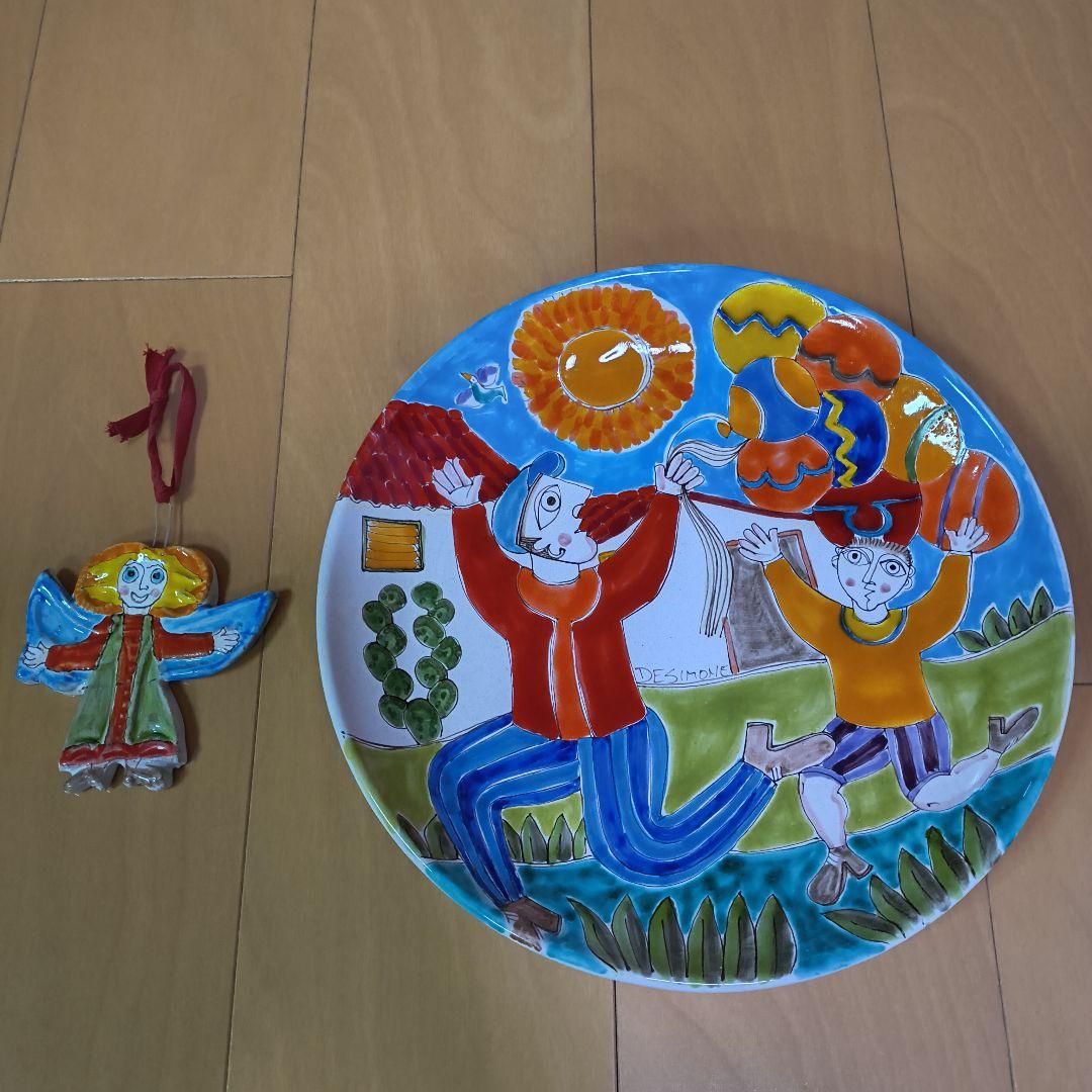 【DESIMONE】デシモーネ　絵皿　人形　イタリア　2点セット