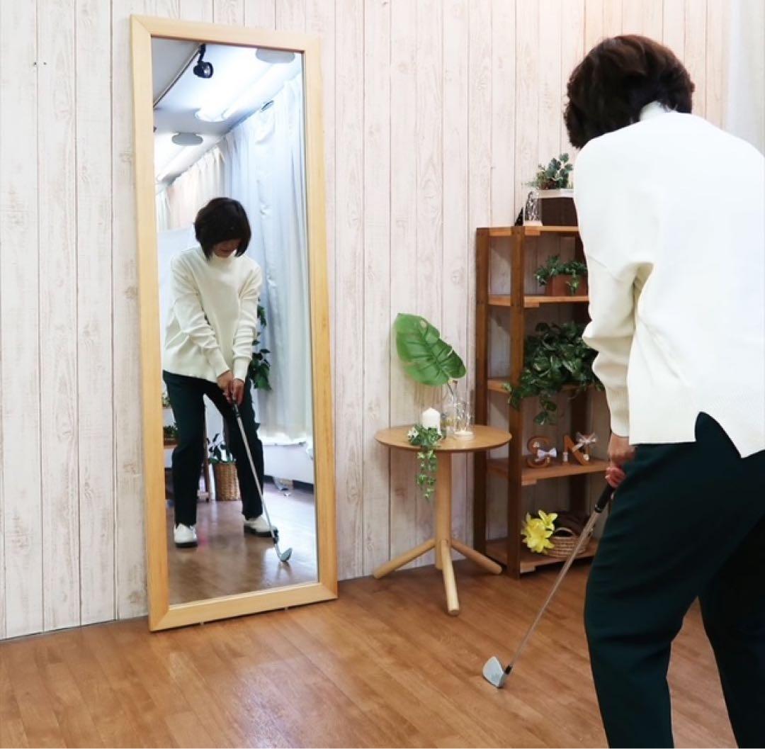 大型全身鏡 W60×H180cm スタンドミラー　茶色　ウッドカラー