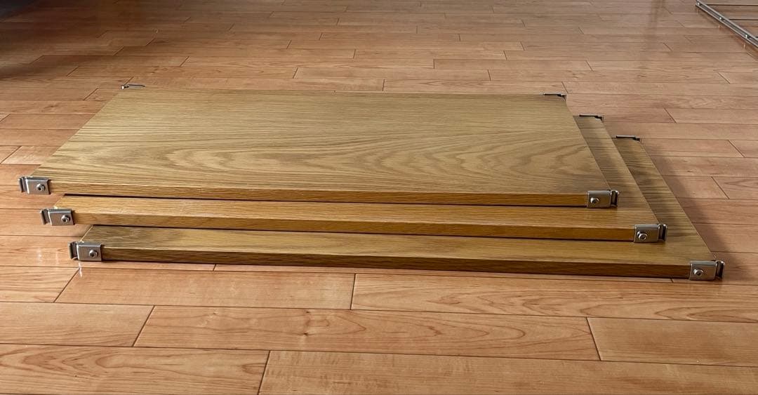 無印良品 ステンレスユニットシェルフ 追加棚 幅84cm 3枚セット オーク材