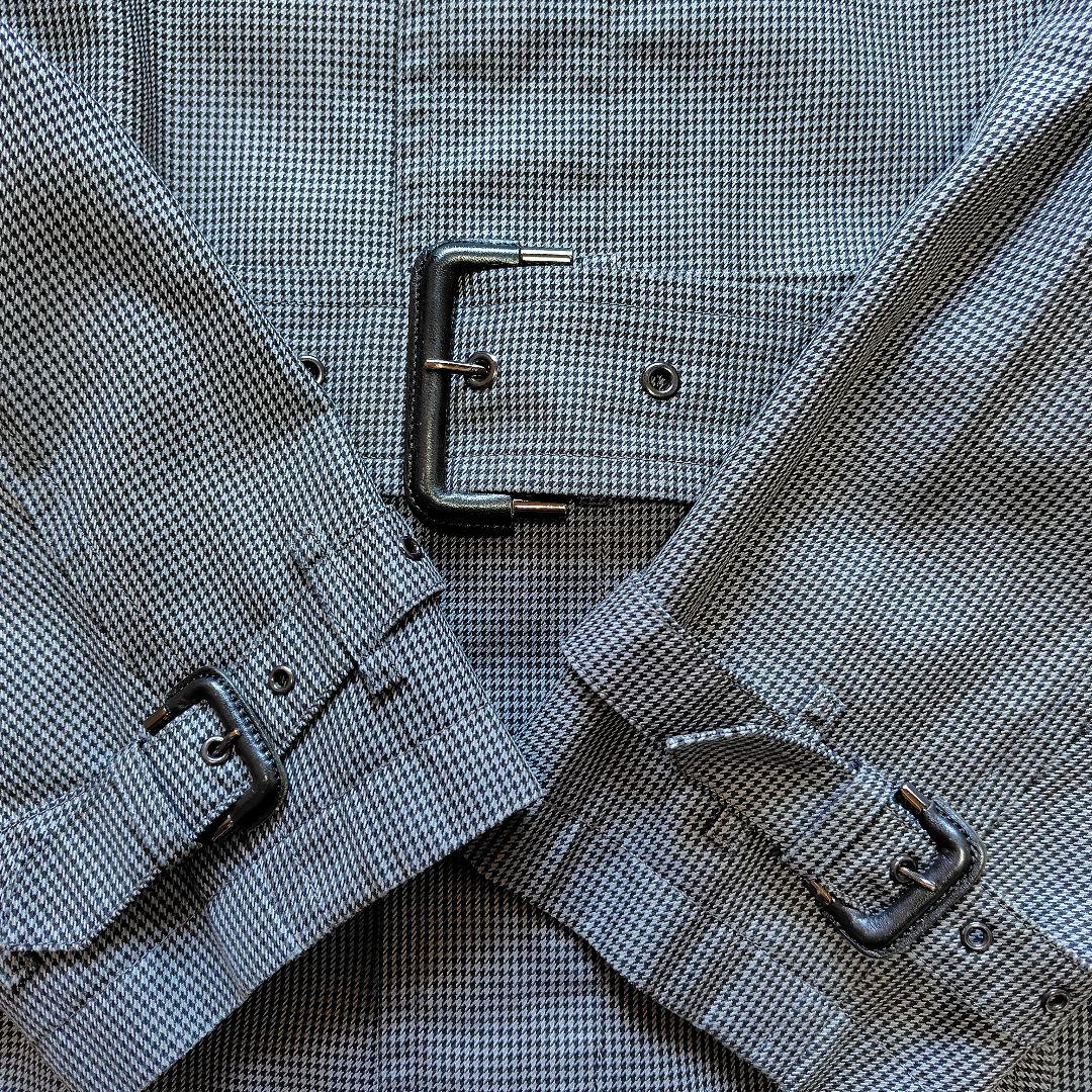 美品　BURBERRY LONDON ステンカラーコート　千鳥柄　黒　L　ベルト