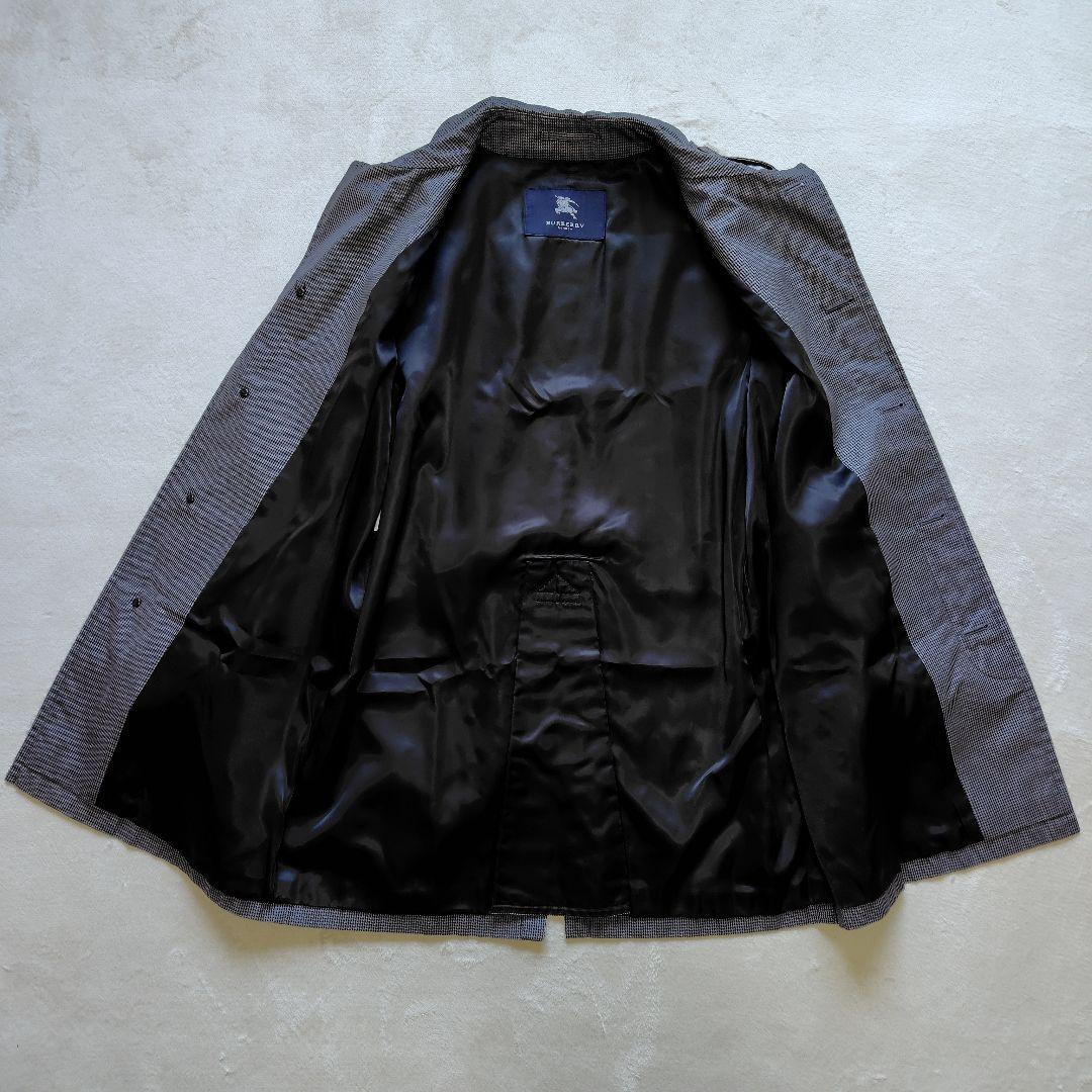 美品　BURBERRY LONDON ステンカラーコート　千鳥柄　黒　L　ベルト
