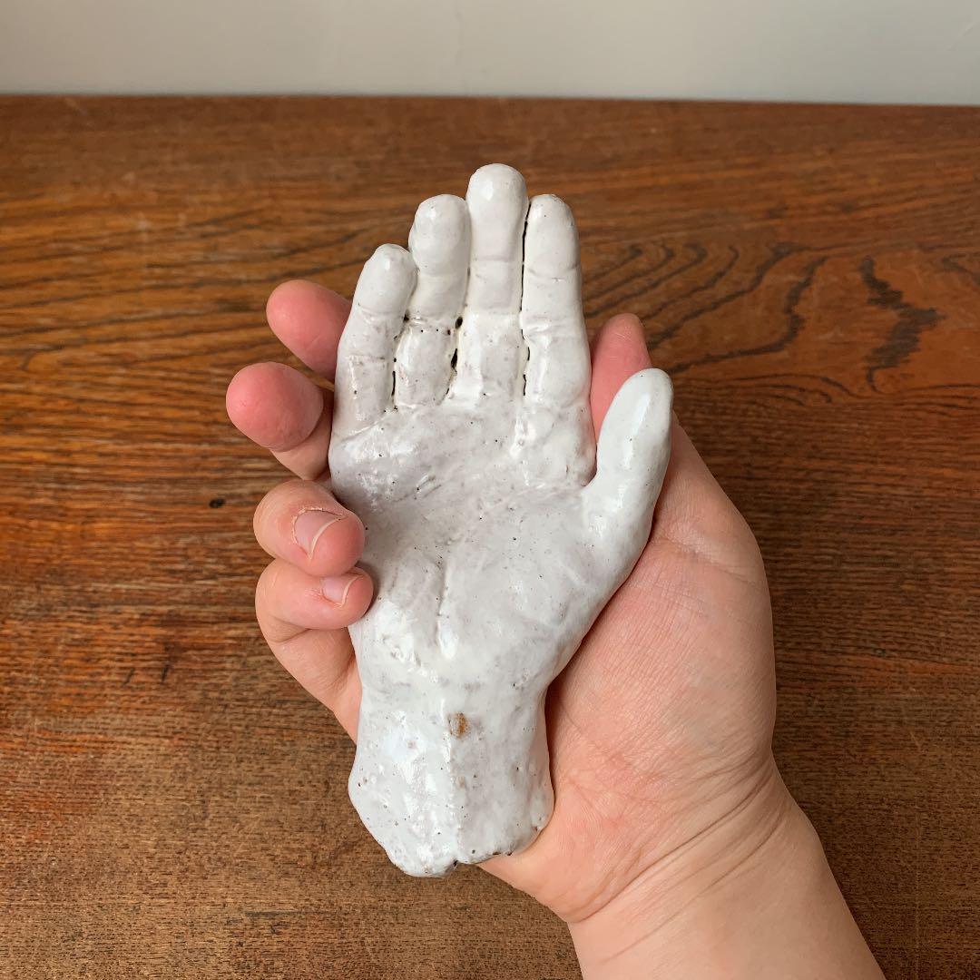 妻の作った　息子の手　ハンドオブジェ　アクセサリートレイ　陶芸
