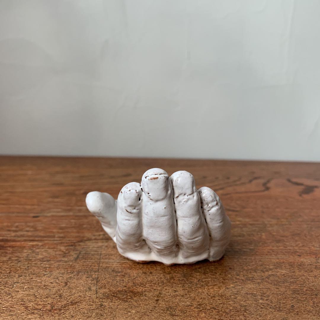 妻の作った　息子の手　ハンドオブジェ　アクセサリートレイ　陶芸