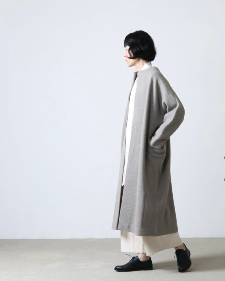 evam eva プレスウール　ロングコート　モカ　サイズ1 エヴァムエヴァ