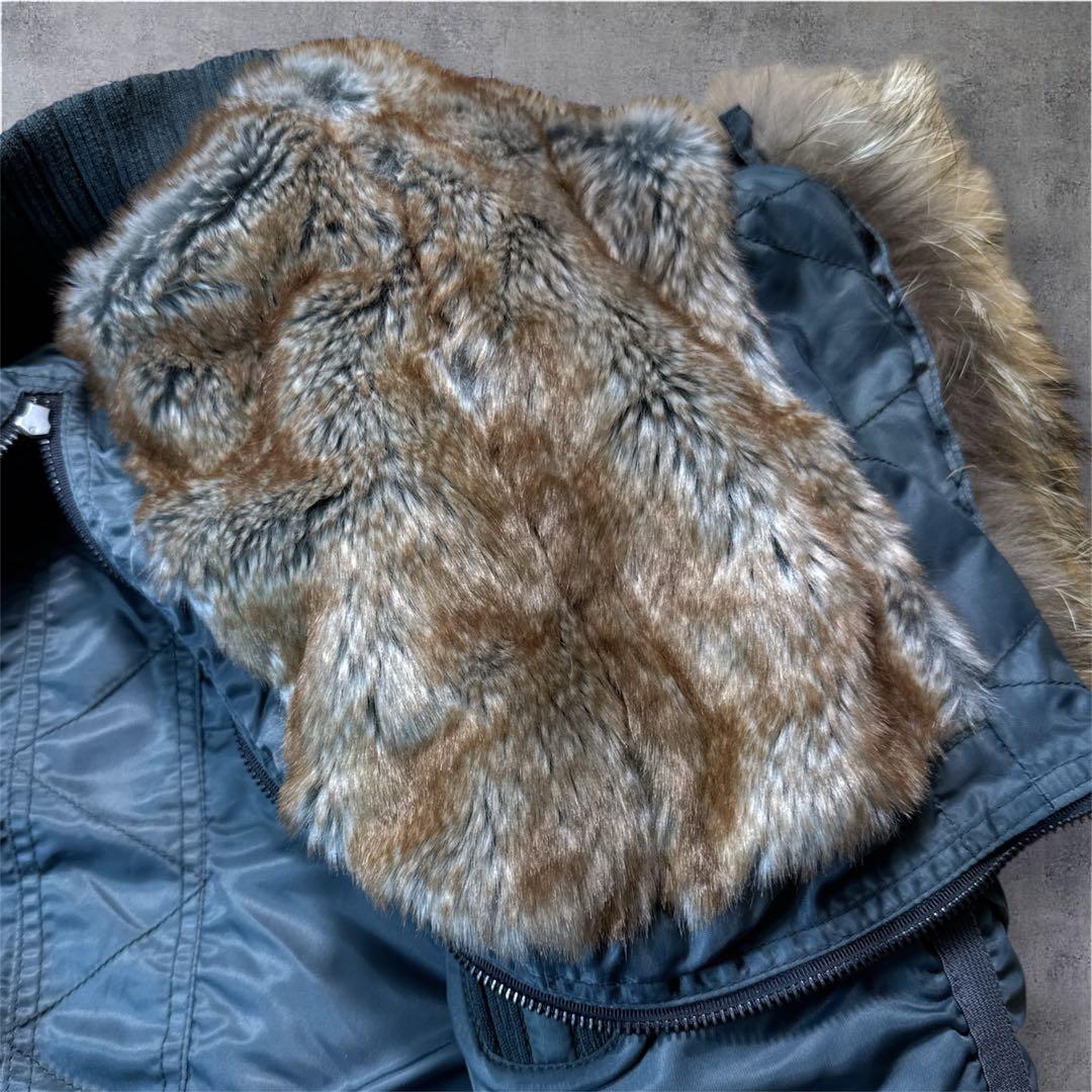 希少カラー 美品 AVIREX N-2B ミリタリー ジャケット ファー 短丈