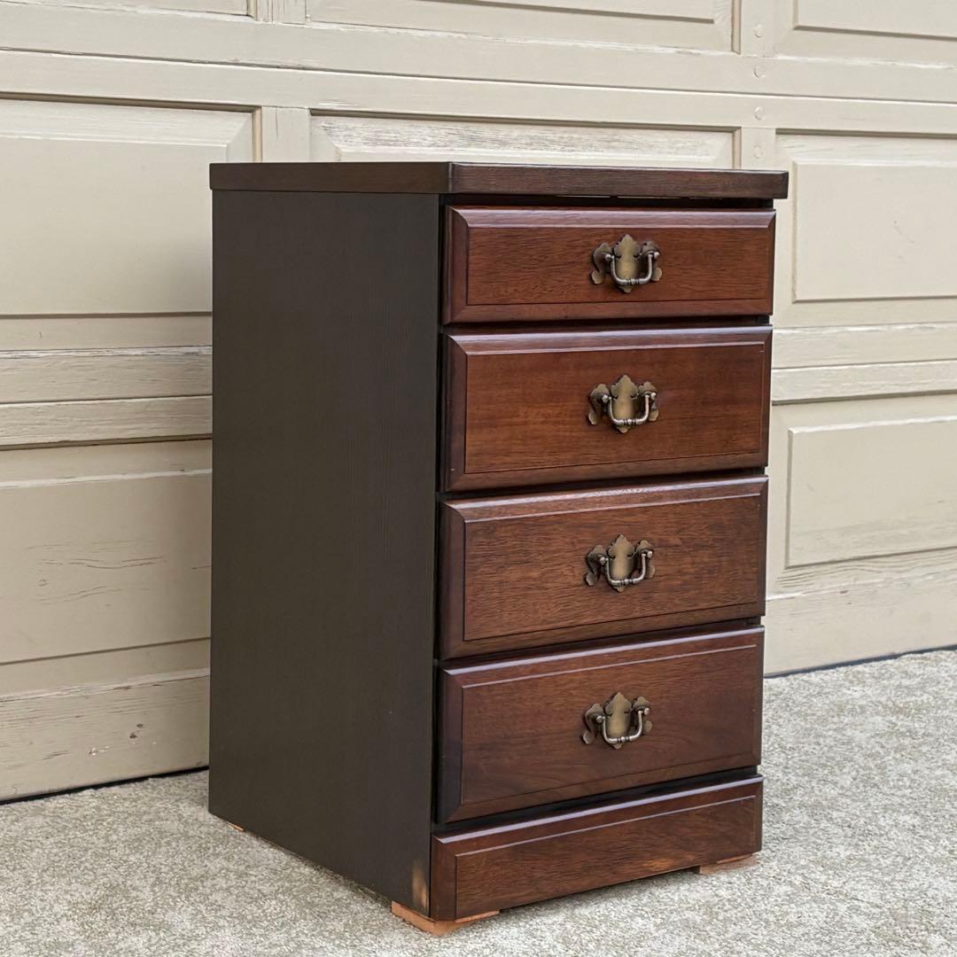 4段チェスト 幅43cm コンパクト ダークブラウン サイドチェスト 収納家具