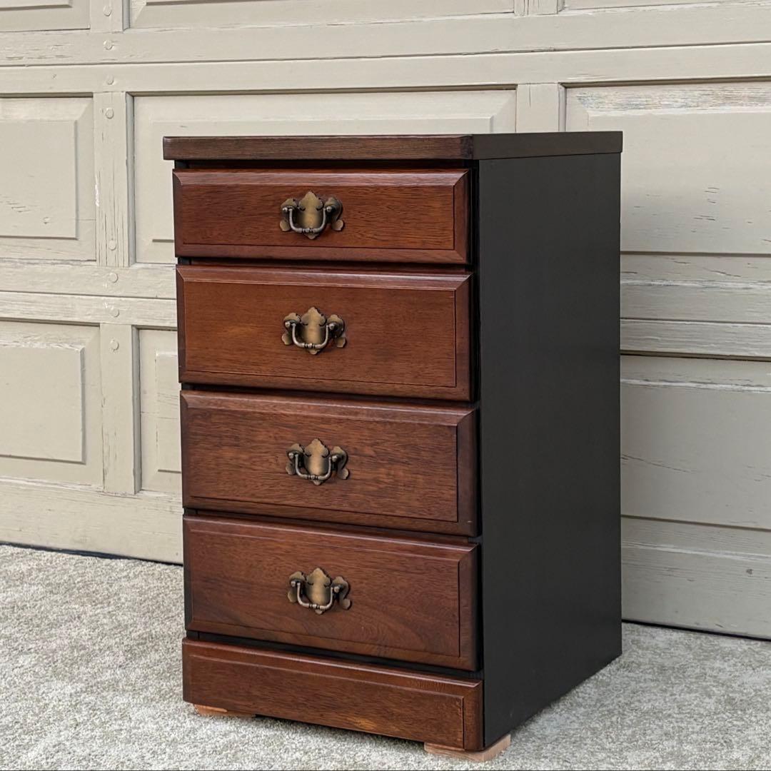 4段チェスト 幅43cm コンパクト ダークブラウン サイドチェスト 収納家具