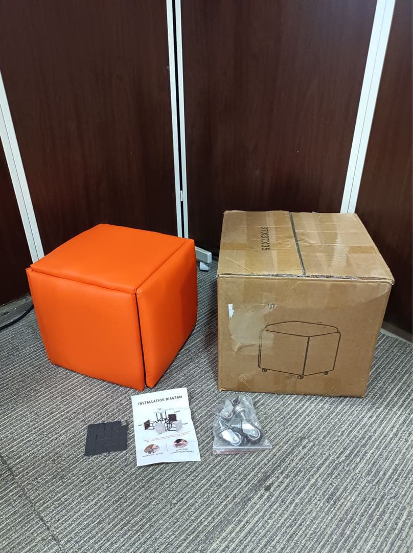 八6628【新品未使用】 5in1 スツールチェア　オレンジ