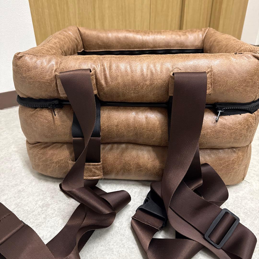 ペット用ブラウン合成皮革ベッド・クッション