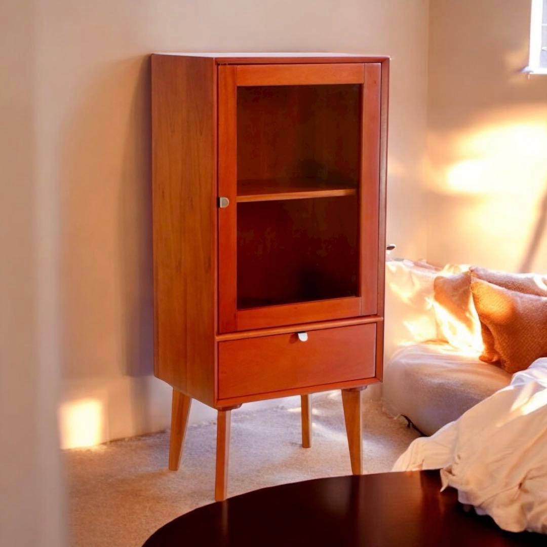 B 新品 北欧 キャビネット 飾り棚 リビング収納 ガラス 本棚 サイドボード