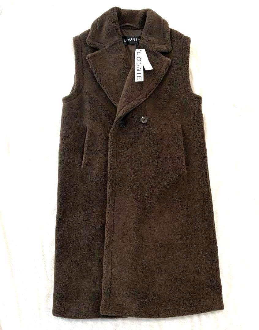 【新品未使用】LOUNIE ルーニー　ボア　ロング　ジレ　ベスト　テディベア　茶