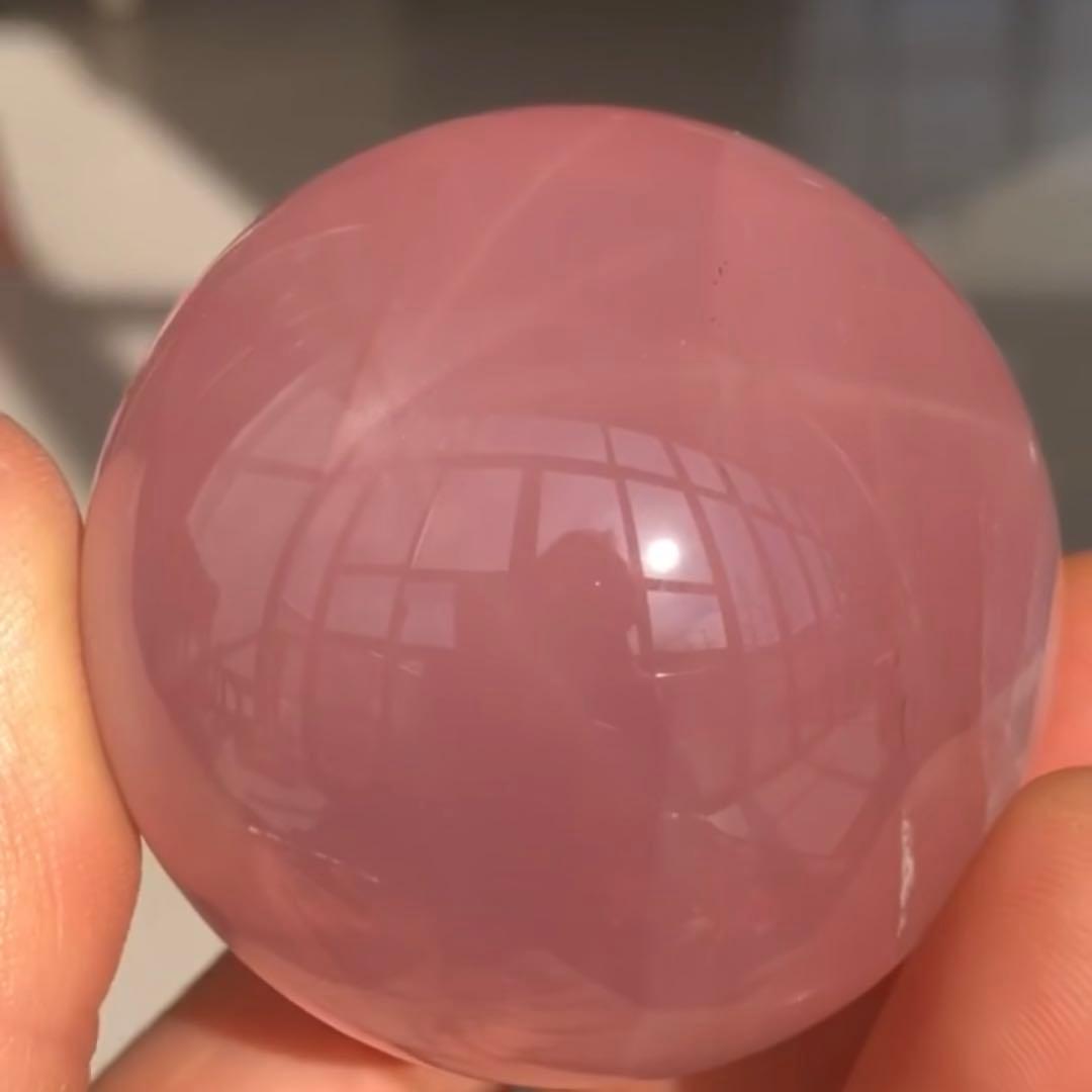 天然石 スター付き　ローズクォーツのスフィア　丸玉　YH063G.294