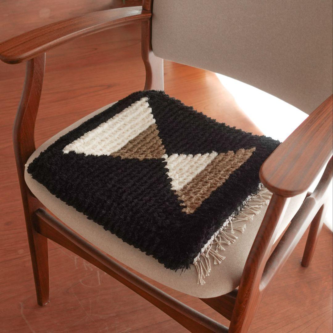 【一点物】【手染め糸】ノッティング織 椅子敷き 007