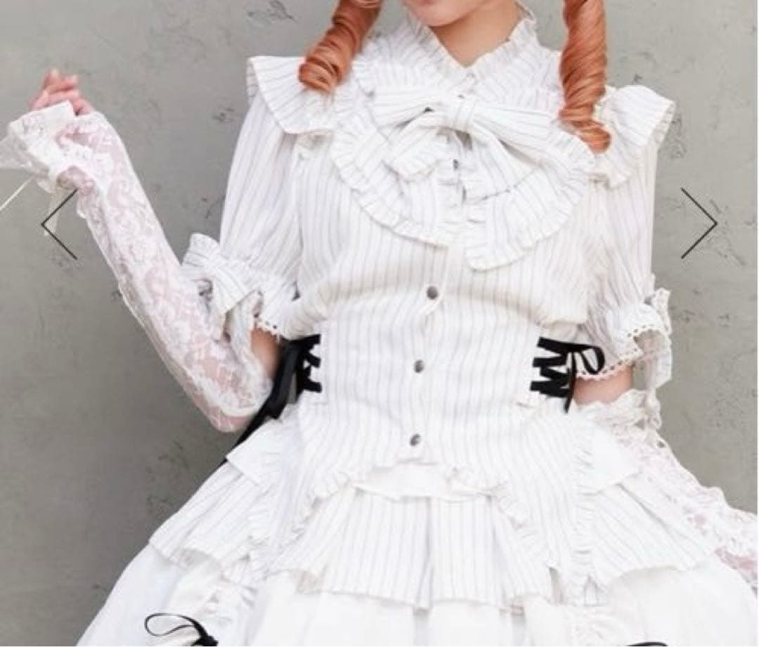 ストライプリボンブラウス