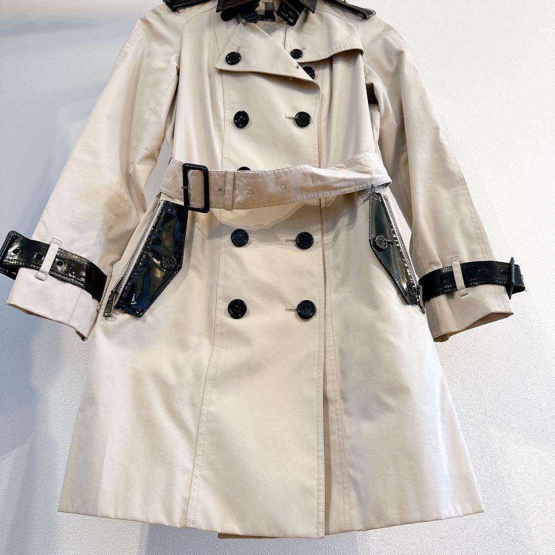 ボ*2様 【美品】BURBERRY バーバリー エナメル 切替 トレンチコートノ