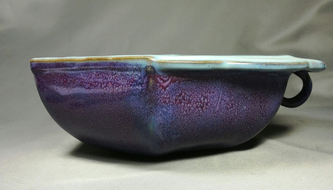 中国　辰砂　六角鉢　器