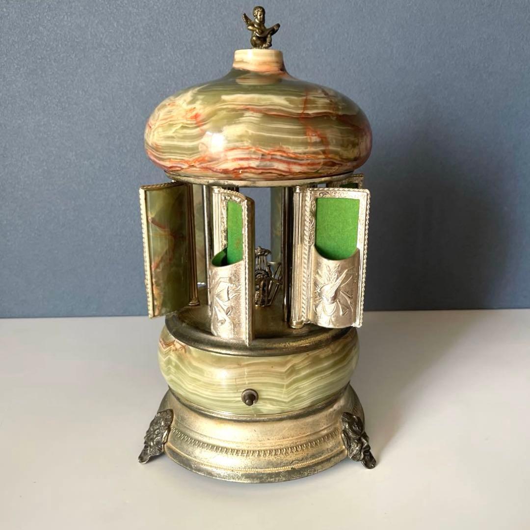 『修理　必要』リュージュ　陶器製カラクリ オルゴール　葉巻入れ　アンティーク