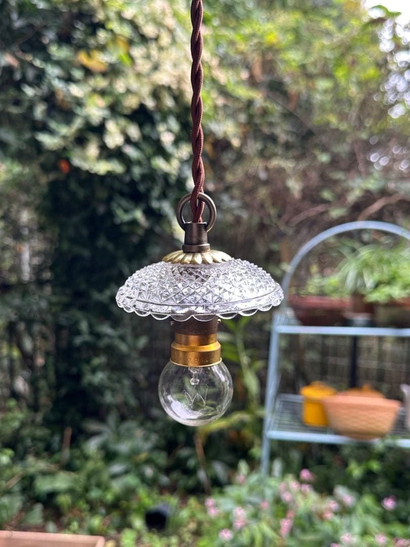 20年代 フランス アンティーク ダイヤモンドキルト模様の小さなアトリエランプ＊