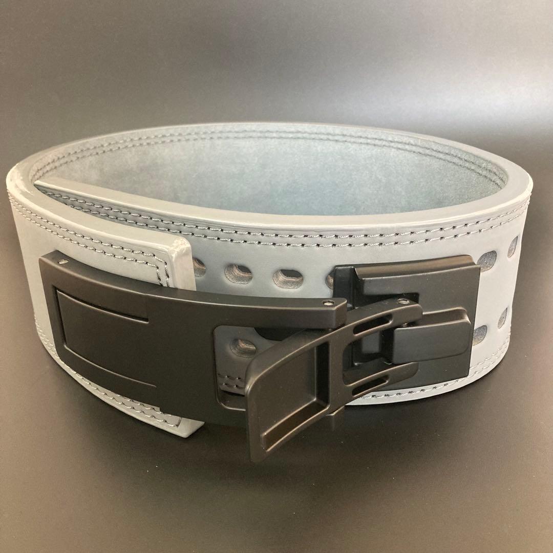 新品 パワーベルト レバーアクション Sサイズ 本革 グレー×ブラック 可変式