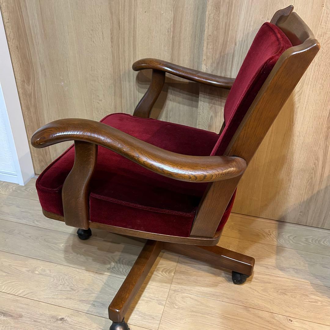 【希少】カリモク キャスター付き回転チェア コロニアル ヴィンテージ
