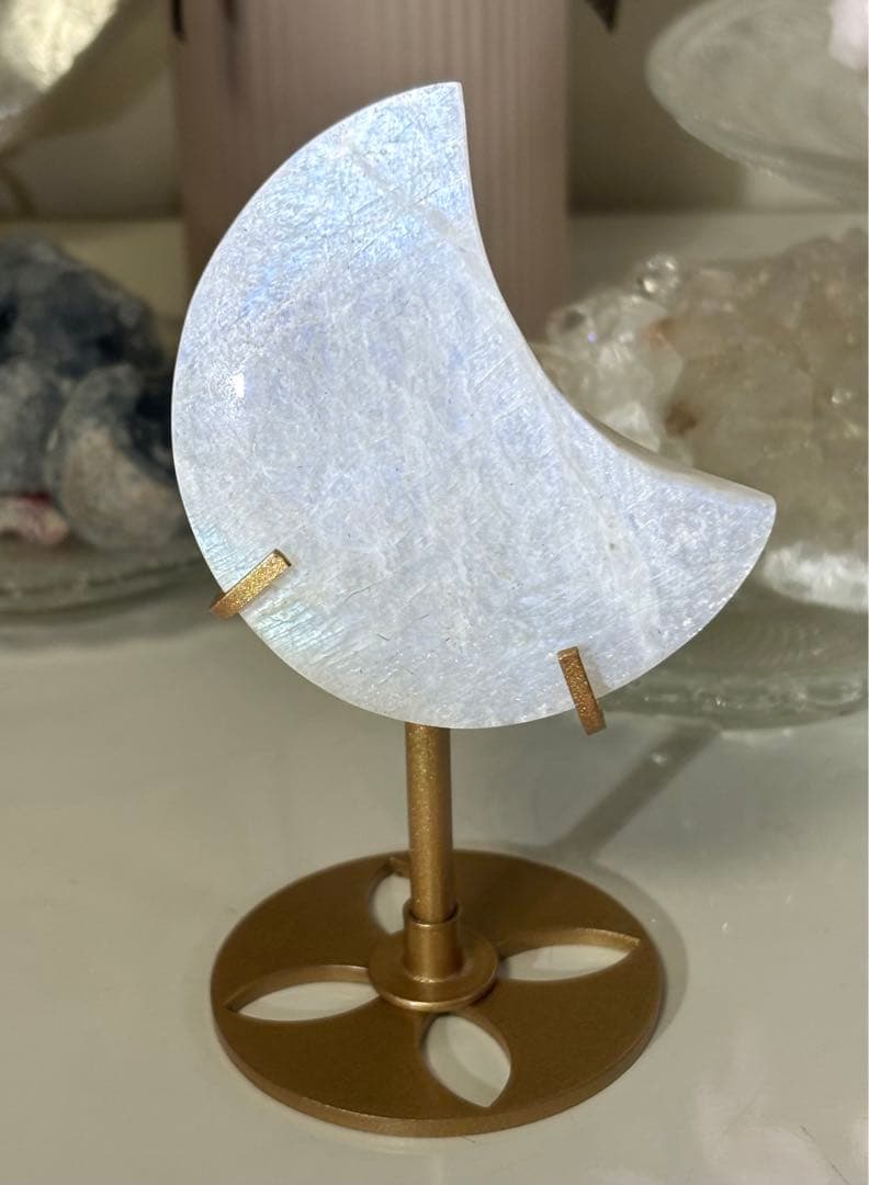 高品質　ムーンストーン　月　ムーン　スタンド付き