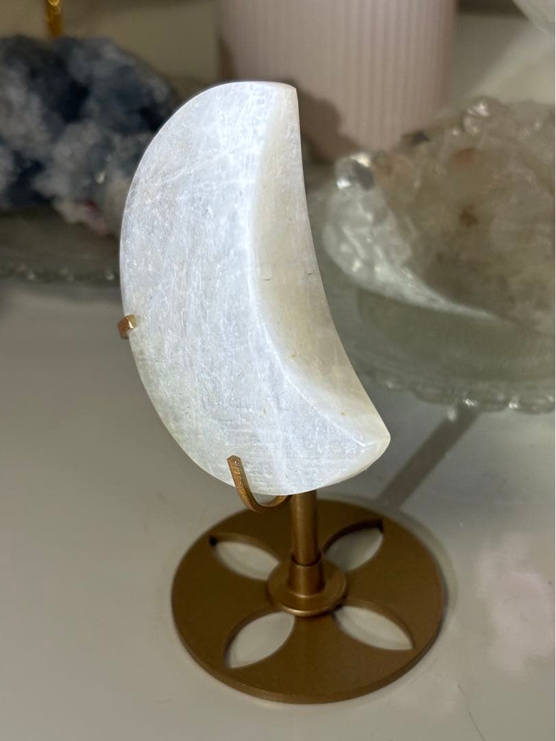 高品質　ムーンストーン　月　ムーン　スタンド付き