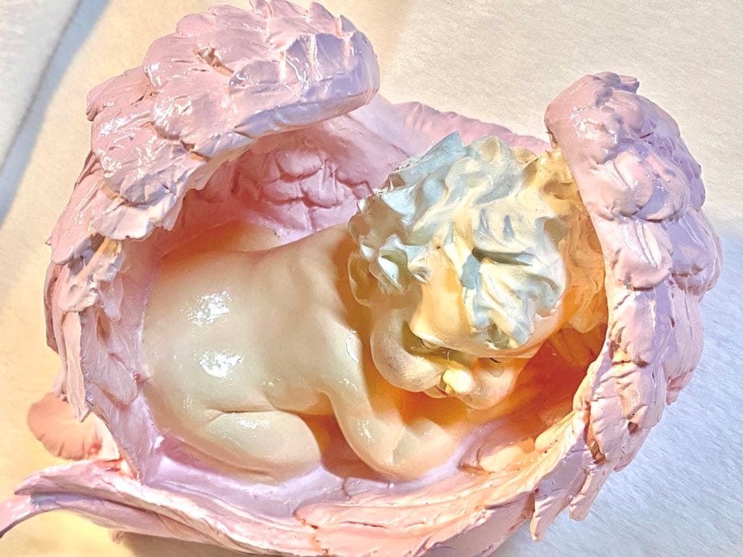 スリーピング エンジェル (天使)陶器　置物　2個セット　(レア)