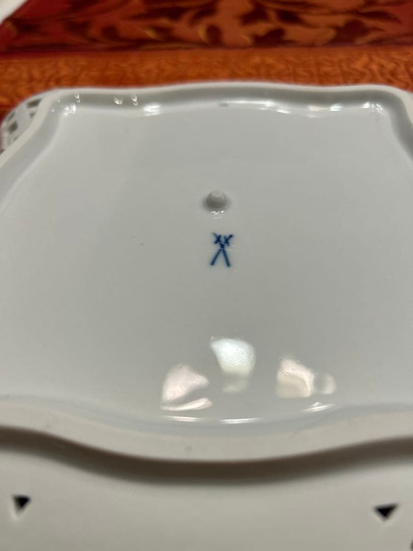 マイセン　スクエア　ベーシックフラワー　三つ花　メッシュ　ボウル　プレート　皿