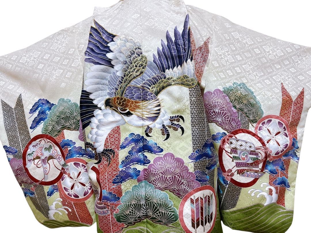 豪華刺繍入り♡七五三　3歳　男の子　抹茶色　緑系　小さめ