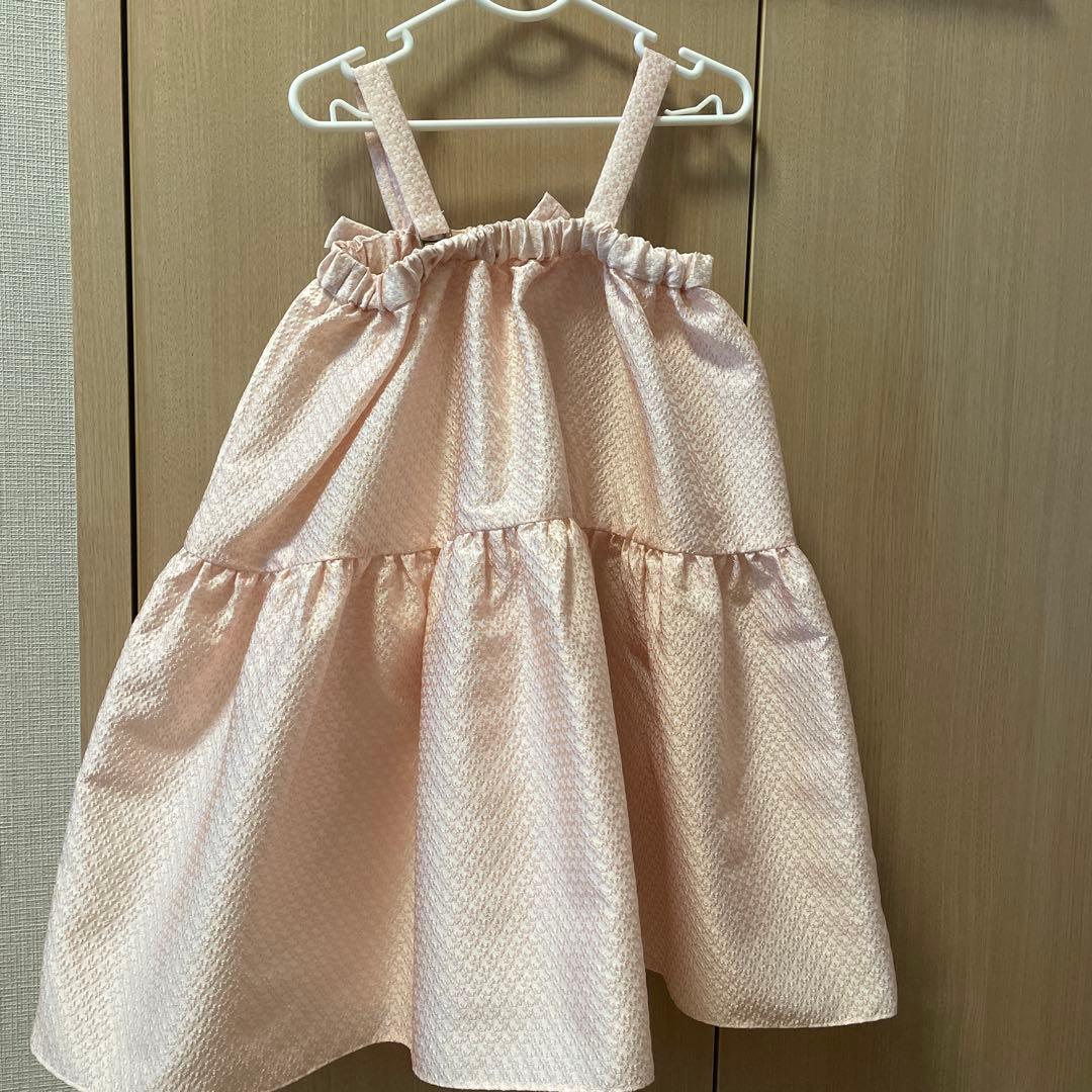 【新品タグ付き】アミカキッズ　クチュールワンピース 7M-7Y ピンク