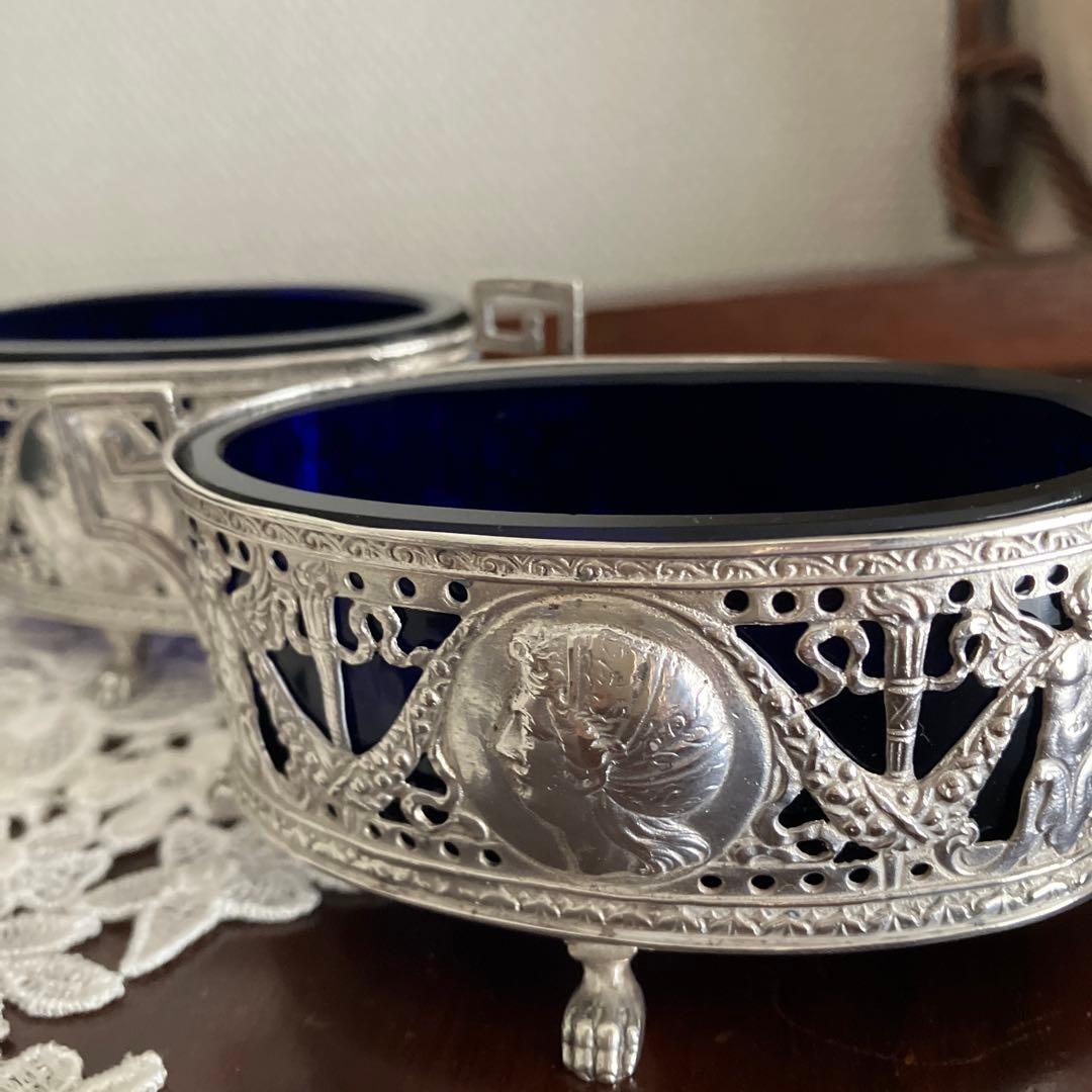 ドイツ　ハナウ　純銀アンティーク　ソルトセラーペア