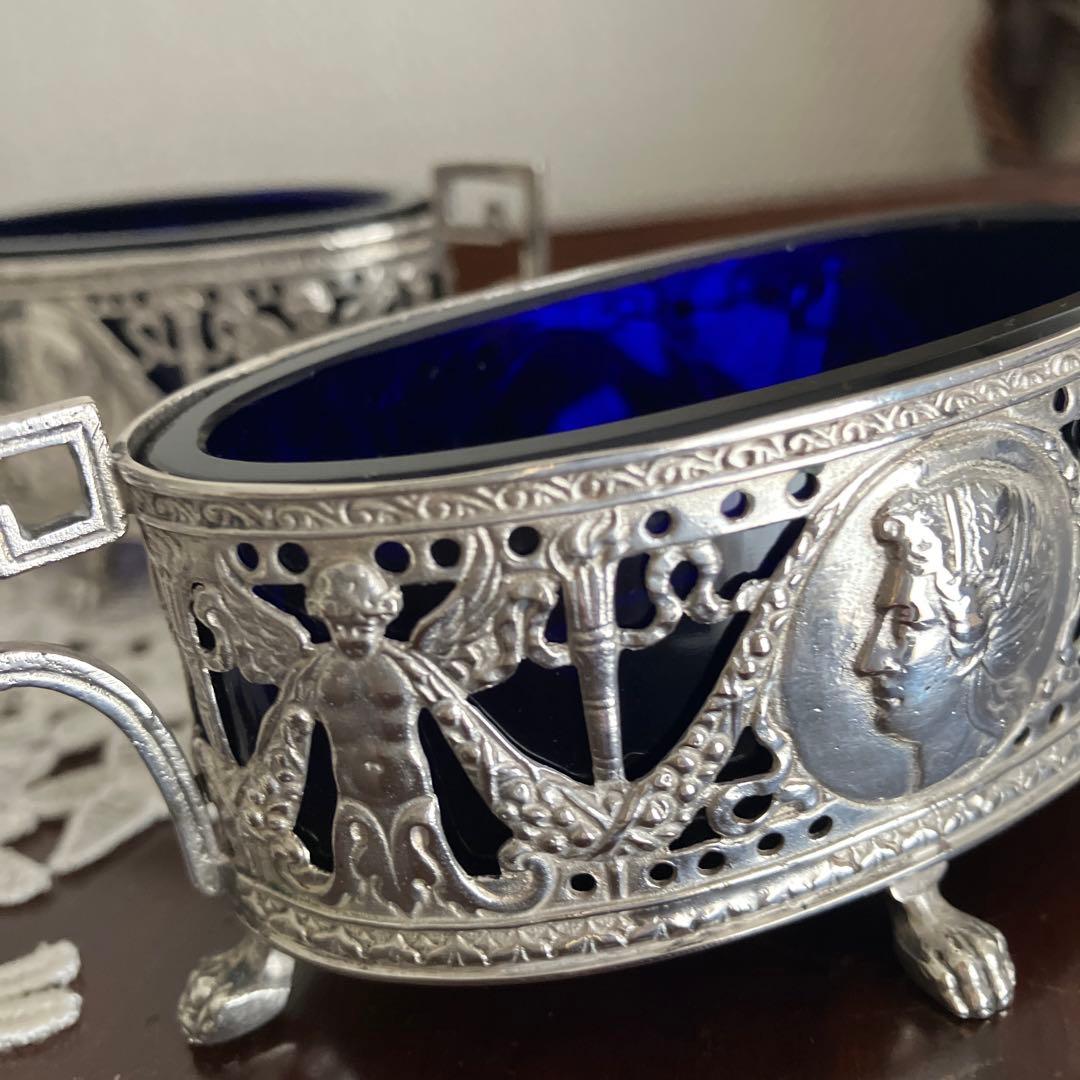 ドイツ　ハナウ　純銀アンティーク　ソルトセラーペア