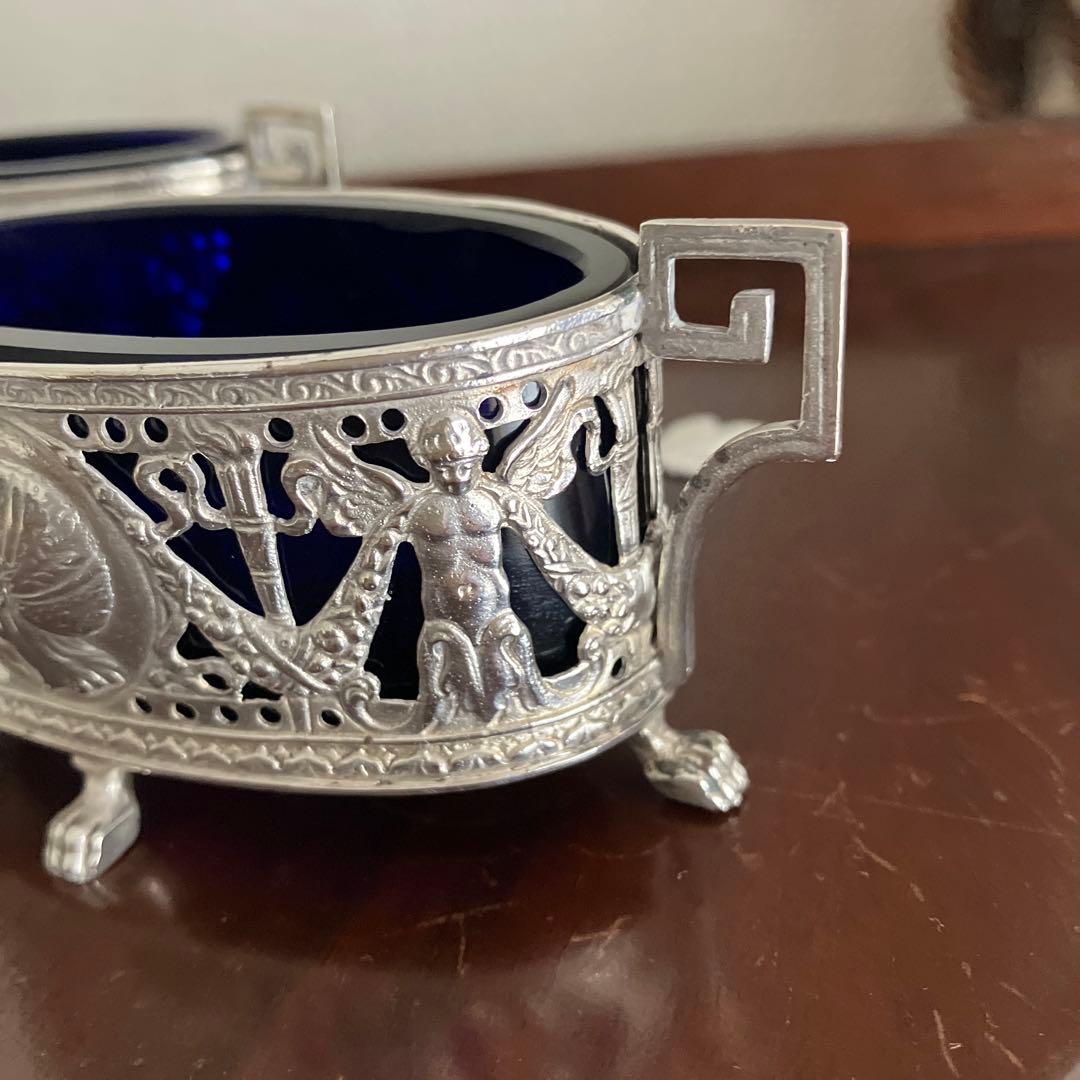 ドイツ　ハナウ　純銀アンティーク　ソルトセラーペア